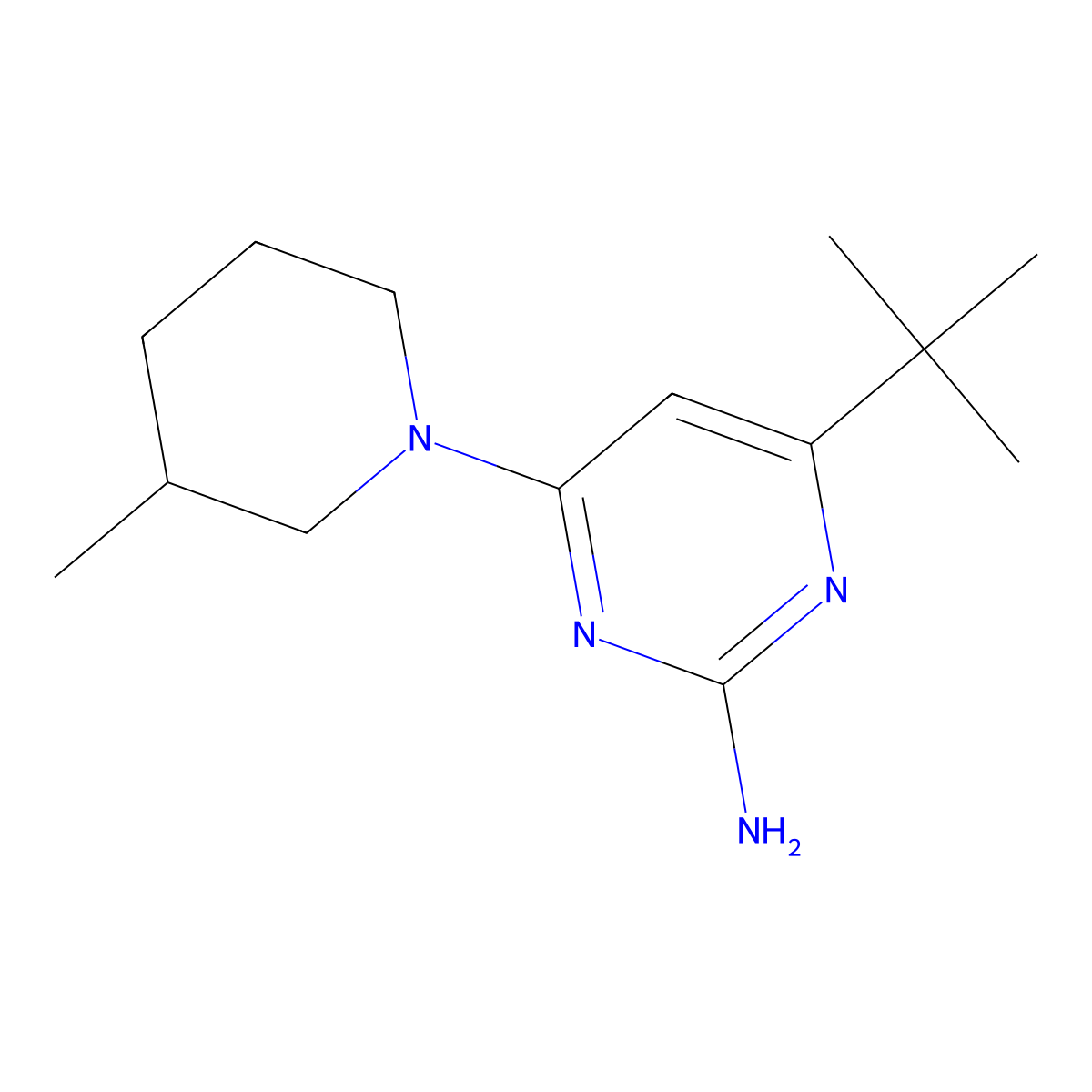 2-Amino-4-(3-methylpiperidin-1-yl)-6-(tert-butyl)pyrimidine molecular structure, CAS 1412959-49-9