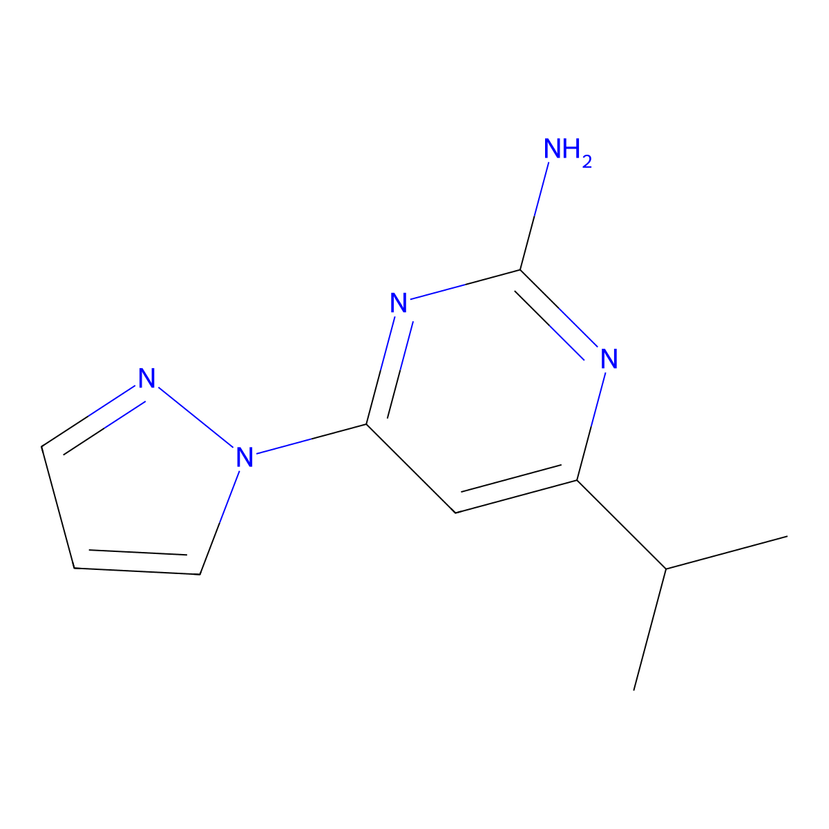 2-Amino-4-(1H-pyrozol-1-yl)-6-(iso-propyl)pyrimidine molecular structure, CAS 1412959-50-2