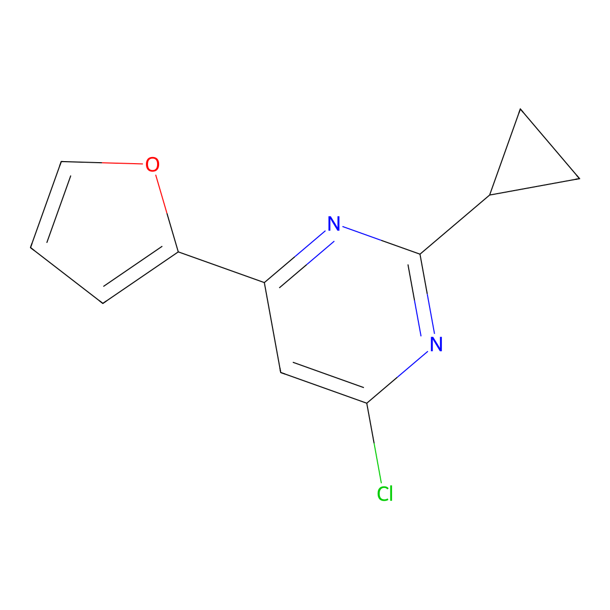 4-Chloro-2-cyclopropyl-6-(furan-2-yl)pyrimidine molecular structure, CAS 1412959-51-3