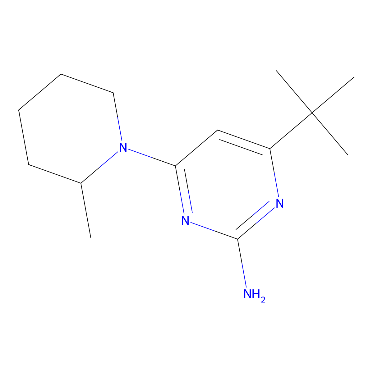 2-Amino-4-(2-methylpiperidin-1-yl)-6-(tert-butyl)pyrimidine molecular structure, CAS 1412959-53-5