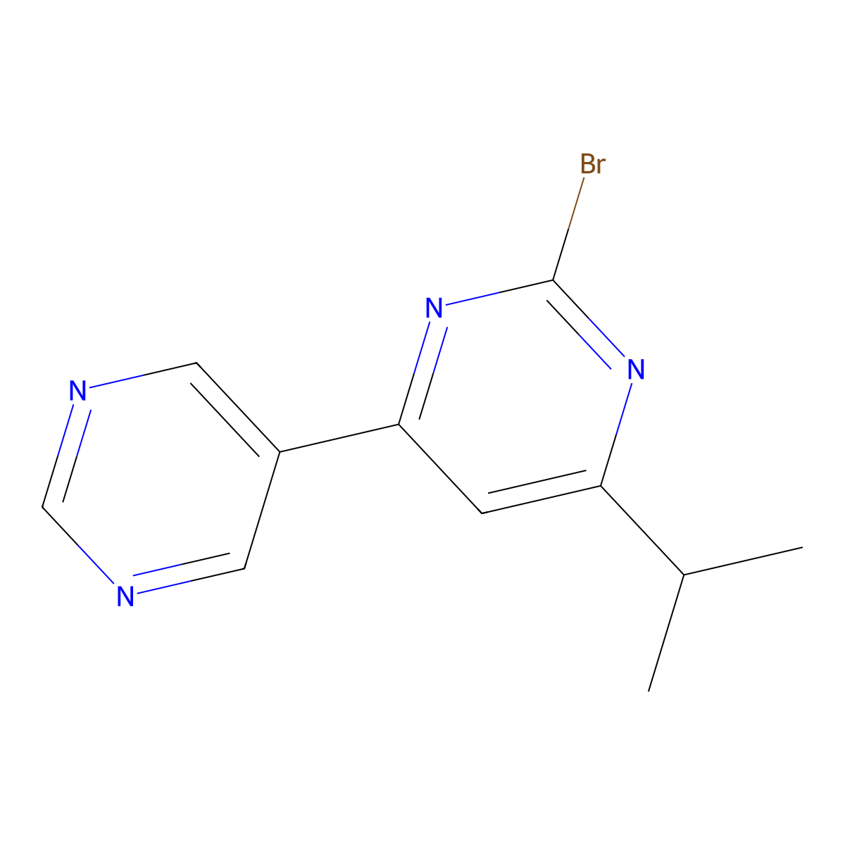 2-Bromo-4-(pyrimidin-5-yl)-6-(iso-propyl)pyrimidine molecular structure, CAS 1412959-55-7