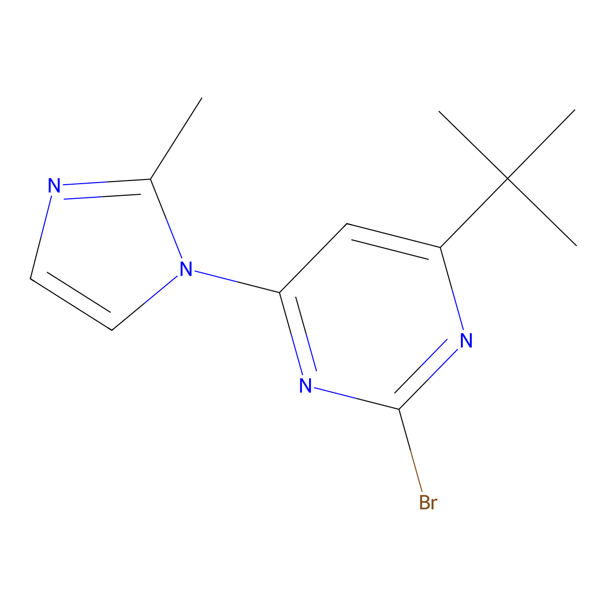 2-bromo-4-(1H-2-methylimidazol-1-yl)-6-(tert-butyl)pyrimidine molecular structure, CAS 1412959-57-9