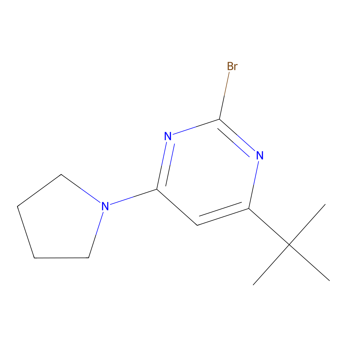 2-Bromo-4-(pyrrolidin-1-yl)-6-(tert-butyl)pyrimidine molecular structure, CAS 1412959-59-1