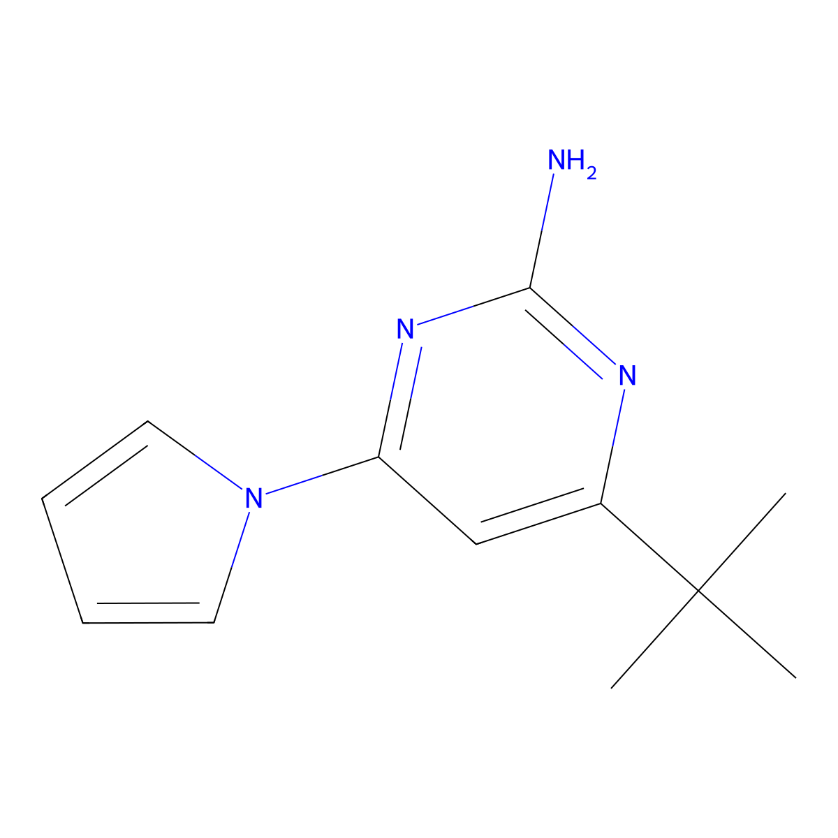 2-amino-4-(1H-pyrrol-1-yl)-6-(tert-butyl)pyrimidine molecular structure, CAS 1412959-66-0