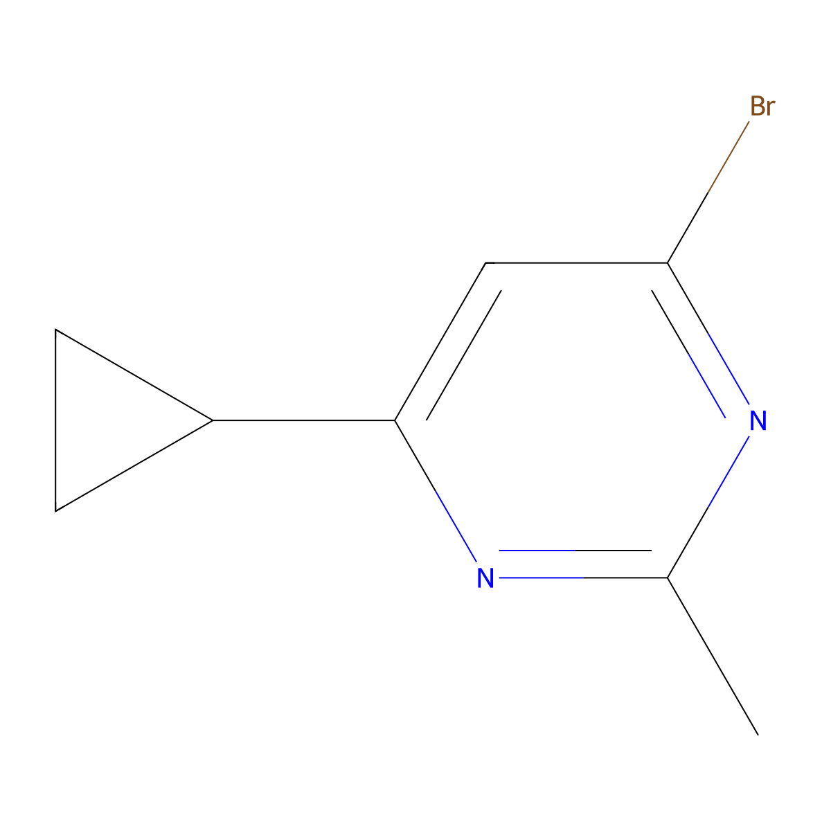 4-Bromo-6-cyclopropyl-2-methylpyrimidine molecular structure, CAS 1412959-69-3