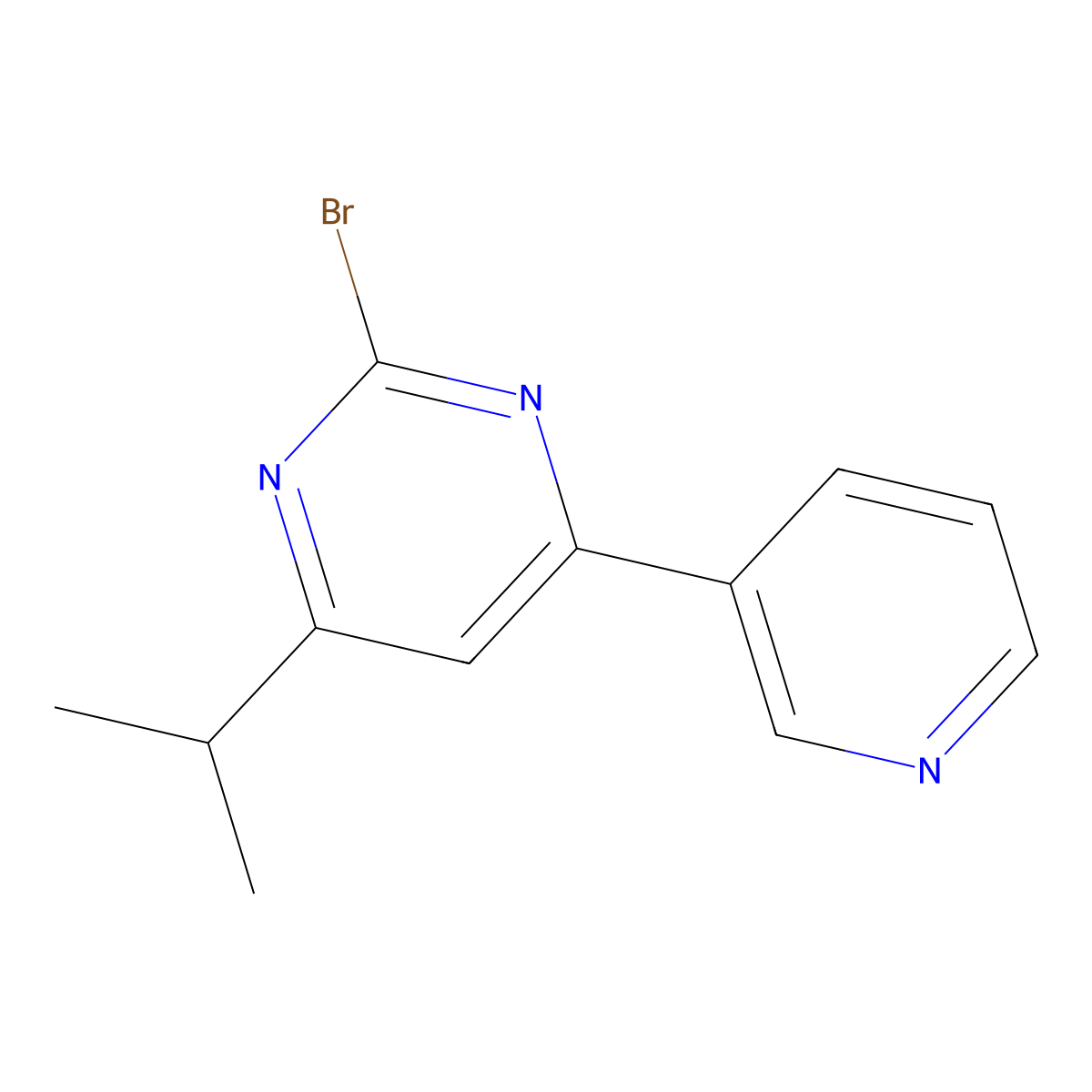 2-Bromo-4-(pyridin-3-yl)-6-(iso-propyl)pyrimidine molecular structure, CAS 1412959-70-6