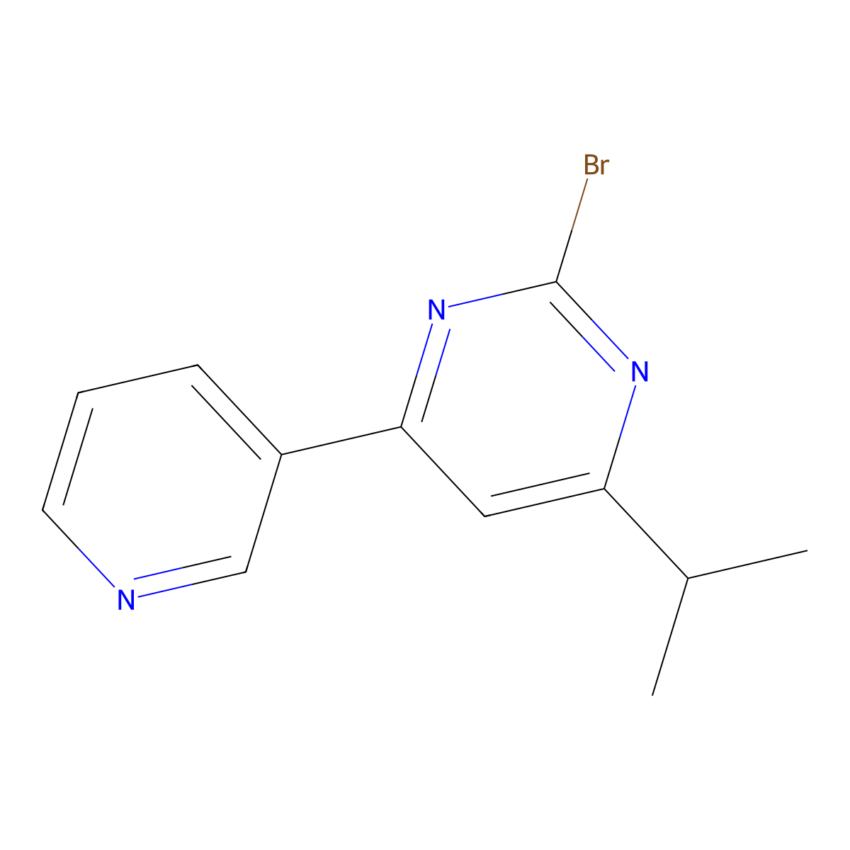 2-Bromo-4-(pyridin-3-yl)-6-(iso-propyl)pyrimidine molecular structure, CAS 1412959-70-6