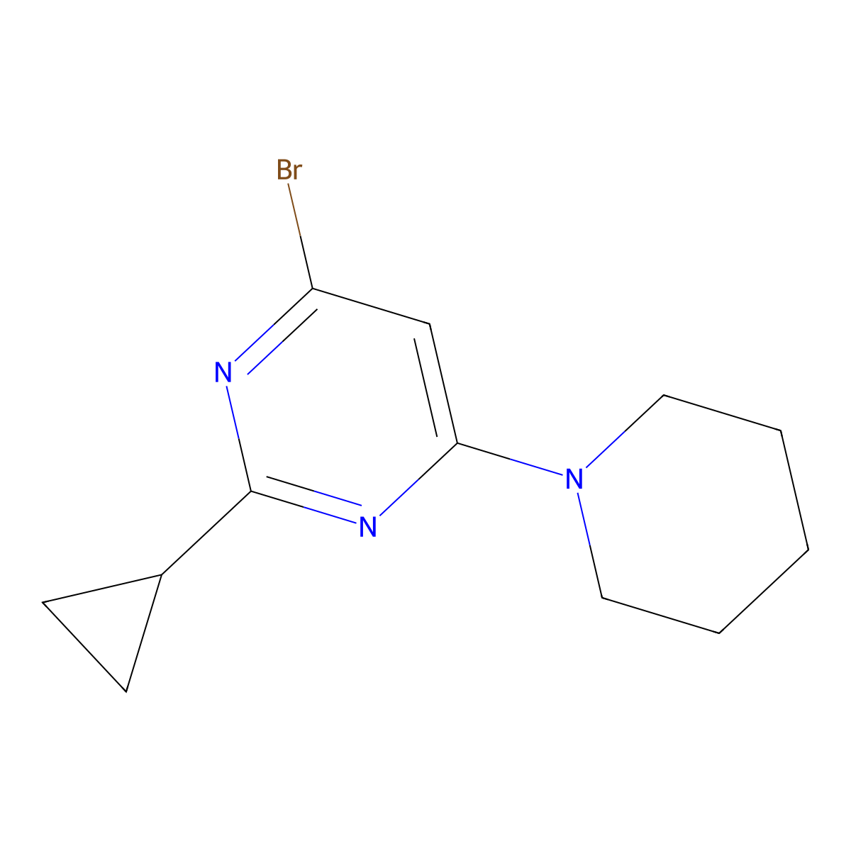 4-Bromo-2-cyclopropyl-6-(piperidino)pyrimidine molecular structure, CAS 1412959-71-7
