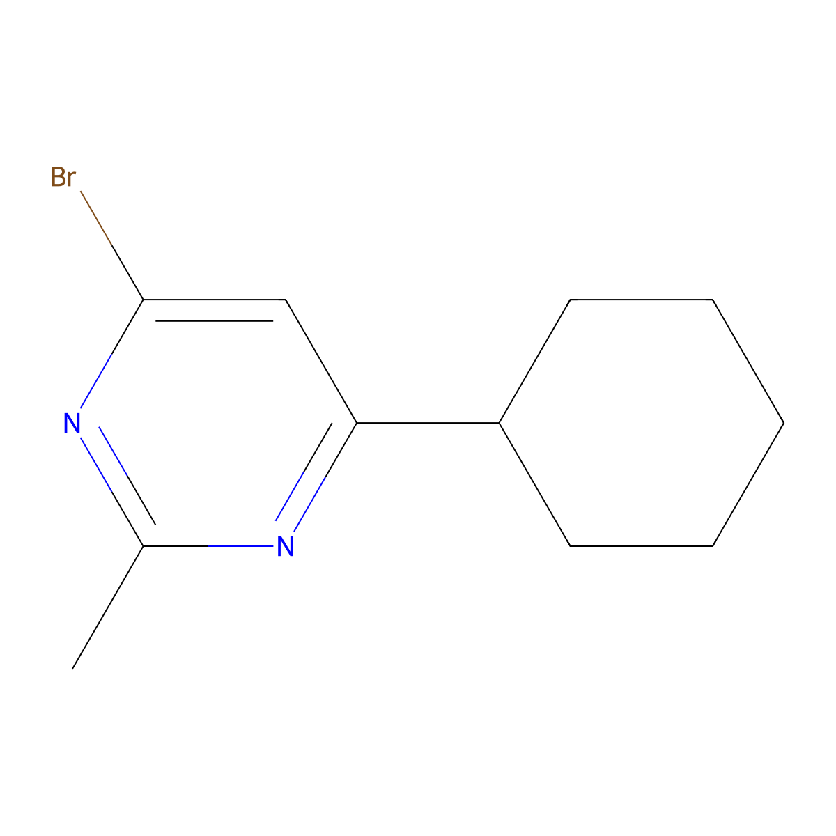 4-Bromo-6-cyclohexyl-2-methylpyrimidine molecular structure, CAS 1412959-73-9