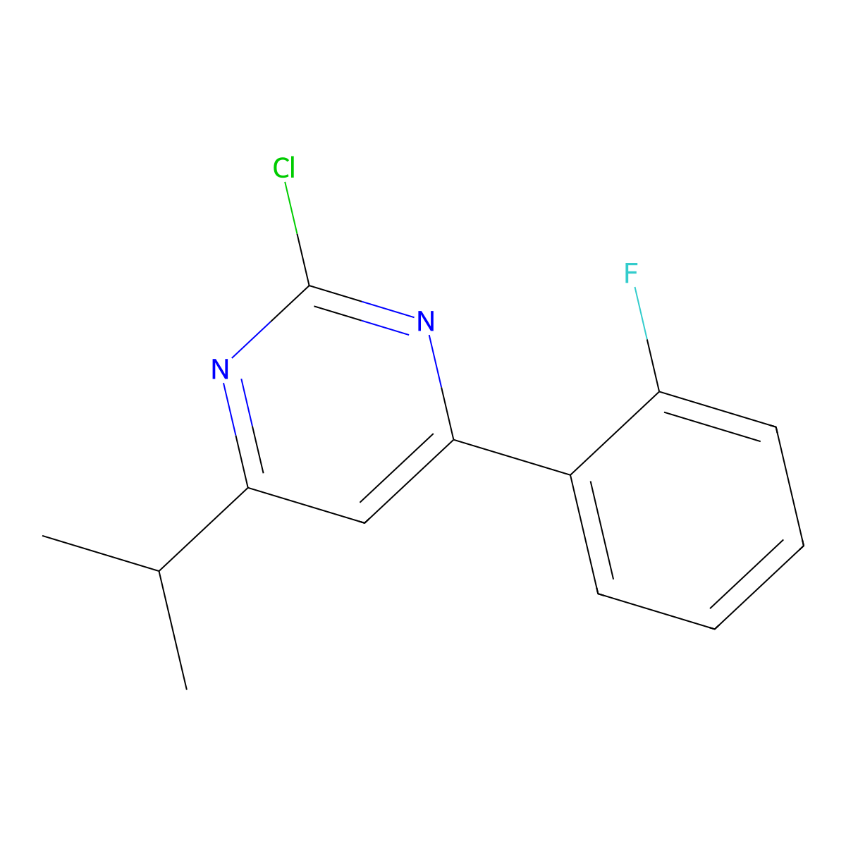 2-Chloro-4-(2-fluorophenyl)-6-(iso-propyl)pyrimidine molecular structure, CAS 1412959-74-0