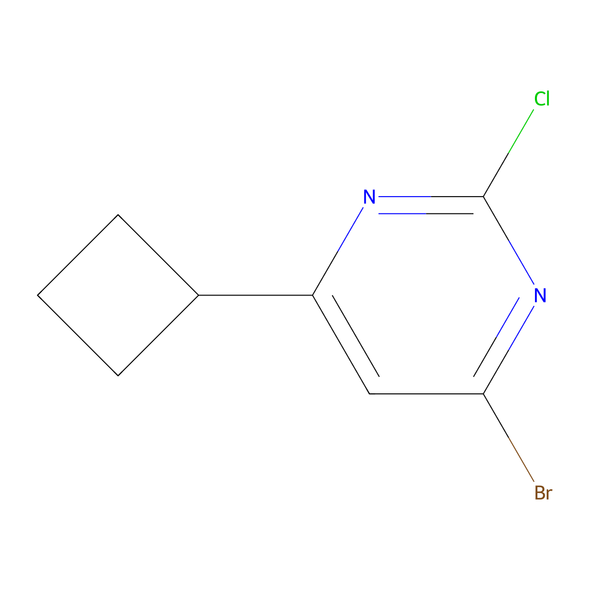4-Bromo-2-chloro-6-cyclobutylpyrimidine molecular structure, CAS 1412959-80-8