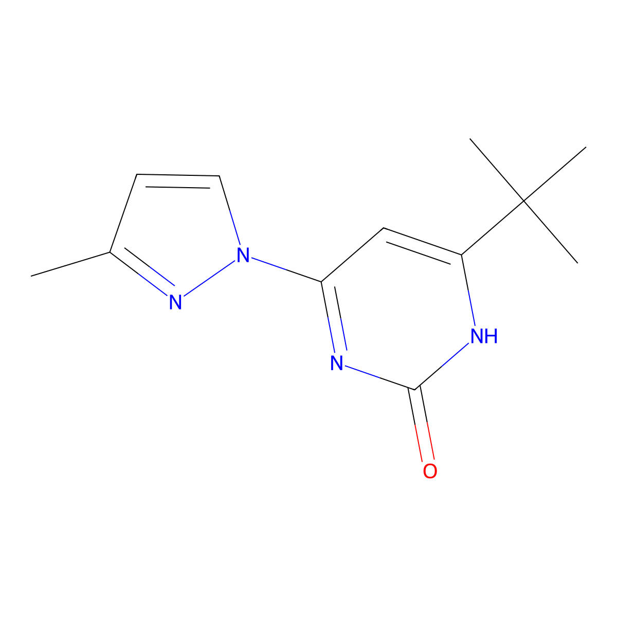 2-hydroxy-4-(1H-3-methylpyrozol-1-yl)-6-(tert-butyl)pyrimidine molecular structure, CAS 1412959-81-9