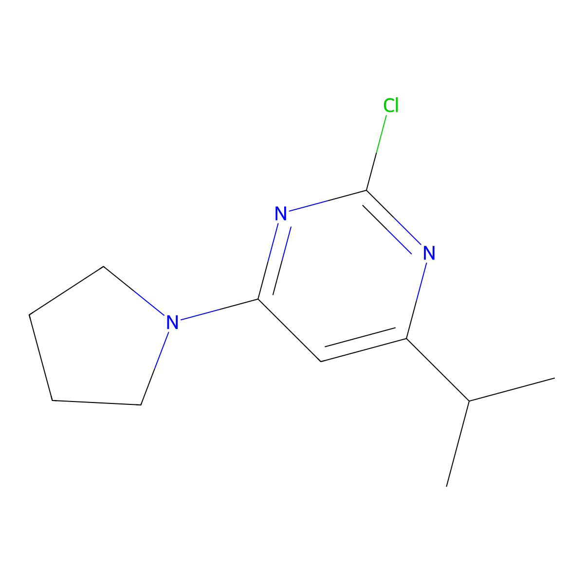 2-Chloro-4-(pyrrolidin-1-yl)-6-(iso-propyl)pyrimidine molecular structure, CAS 1412959-82-0