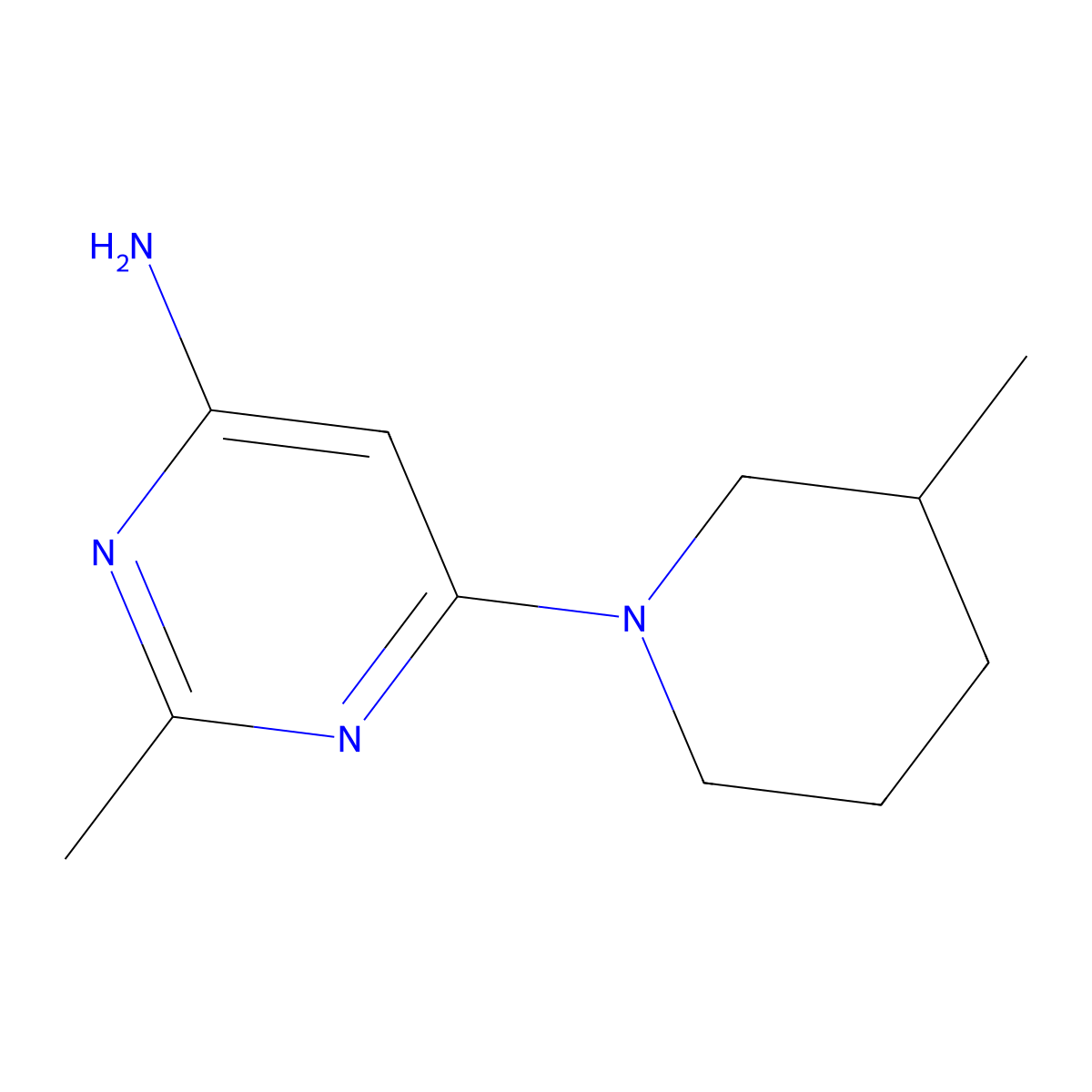 2-Methyl-6-(3-methylpiperidin-1-yl)pyrimidin-4-amine molecular structure, CAS 1412959-85-3