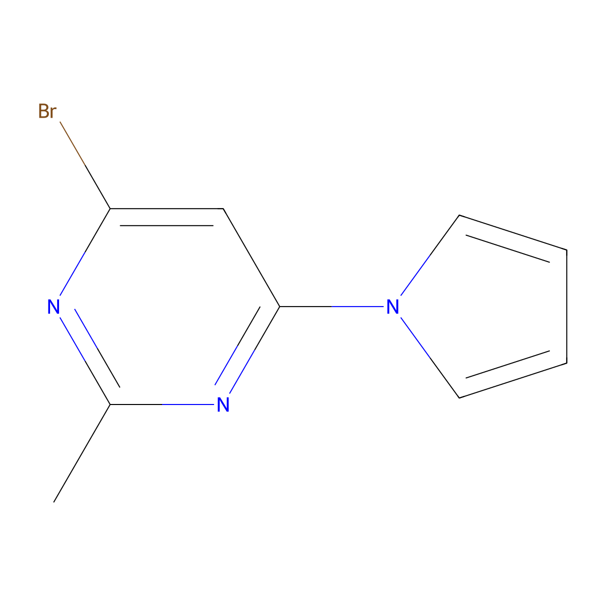 4-bromo-2-methyl-6-(1H-pyrrol-1-yl)pyrimidine molecular structure, CAS 1412959-94-4