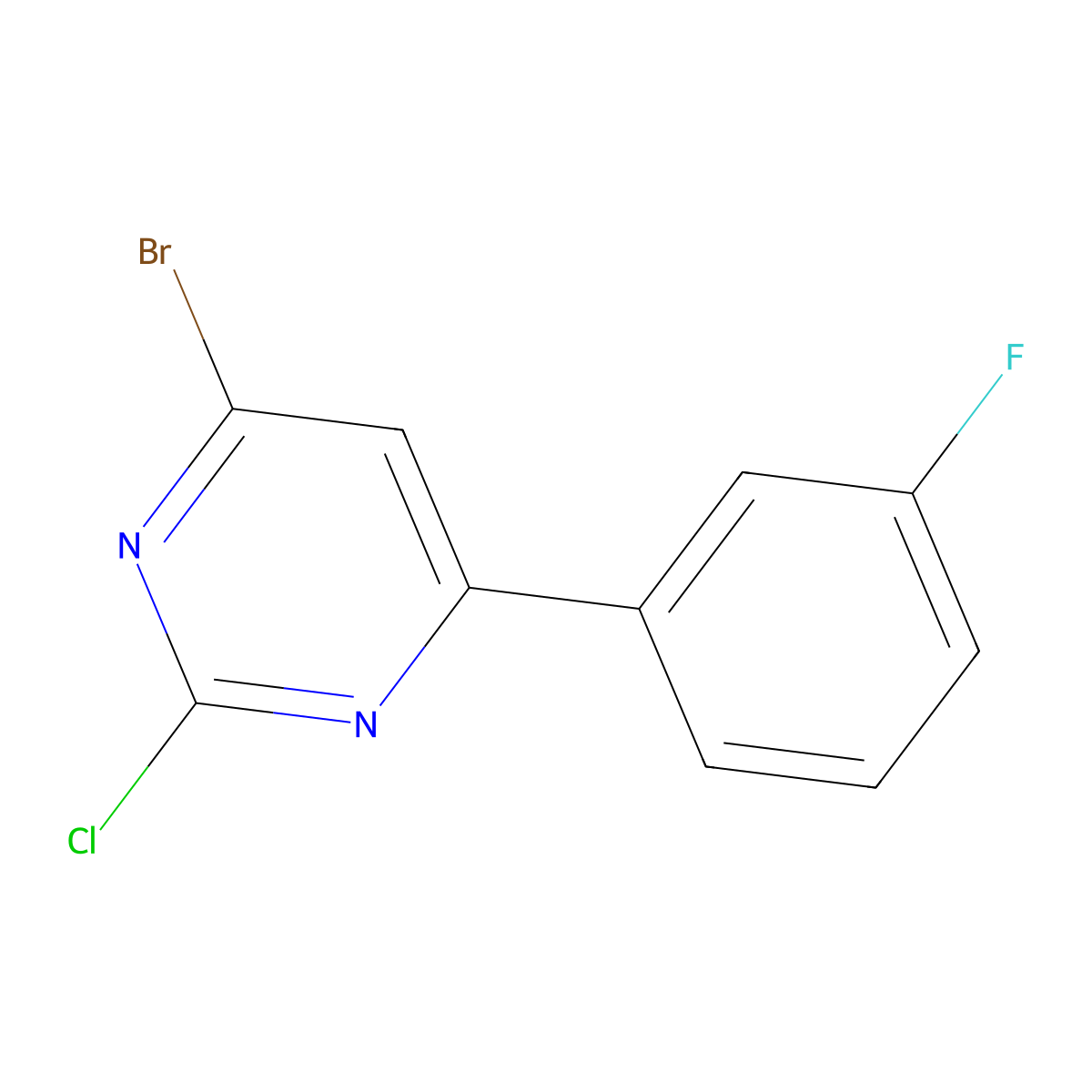 2-Chloro-4-bromo-6-(3-fluorophenyl)pyrimidine molecular structure, CAS 1412959-97-7