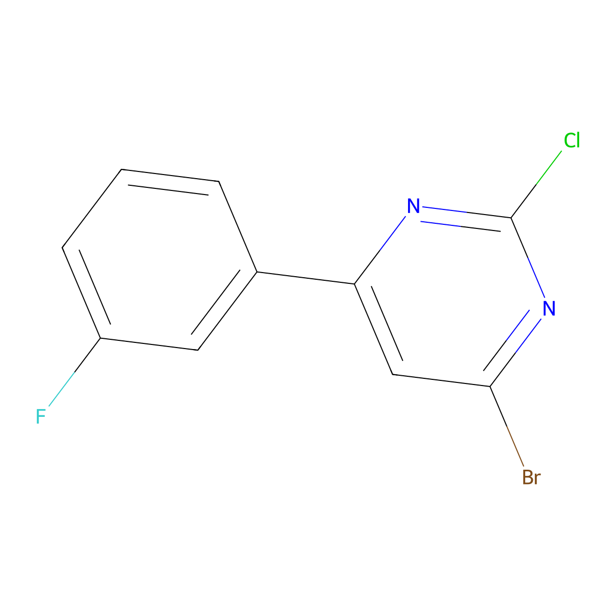2-Chloro-4-bromo-6-(3-fluorophenyl)pyrimidine molecular structure, CAS 1412959-97-7