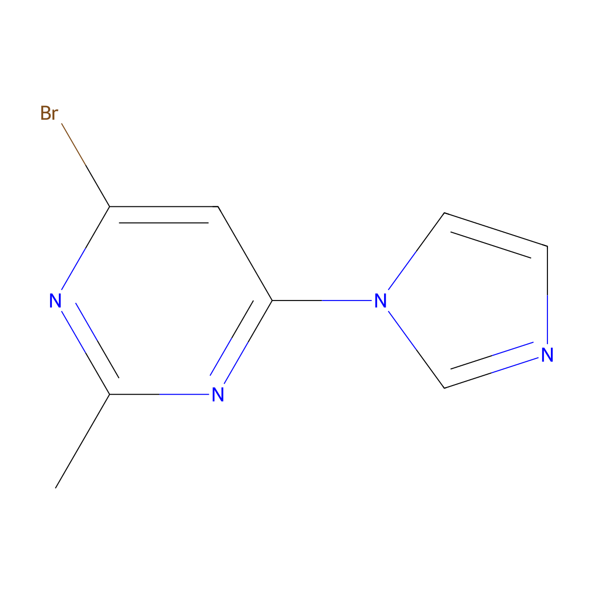 4-bromo-2-methyl-6-(1H-imidazol-1-yl)pyrimidine molecular structure, CAS 1412960-00-9