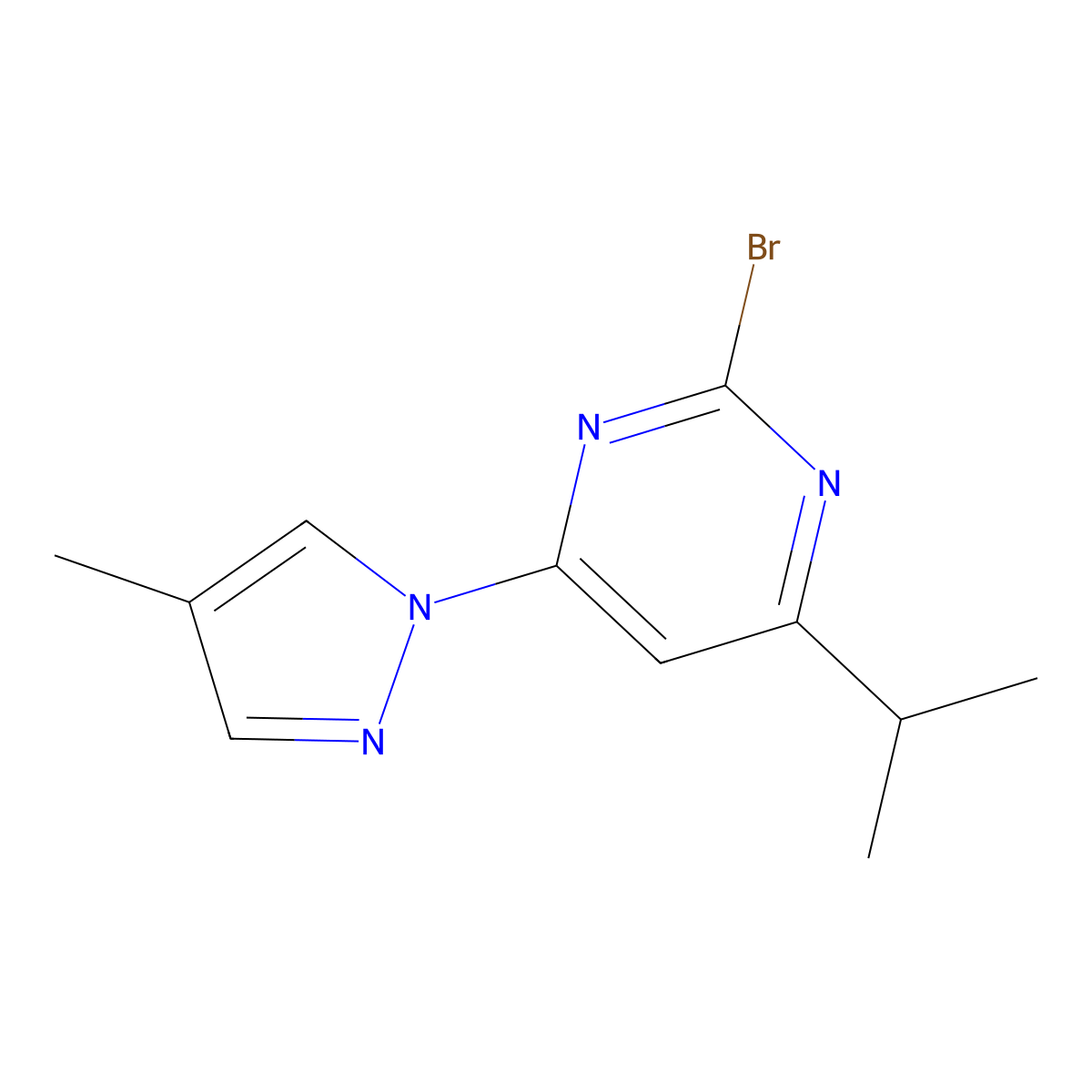 2-Bromo-4-(1H-4-methylpyrozol-1-yl)-6-(iso-propyl)pyrimidine molecular structure, CAS 1412960-02-1