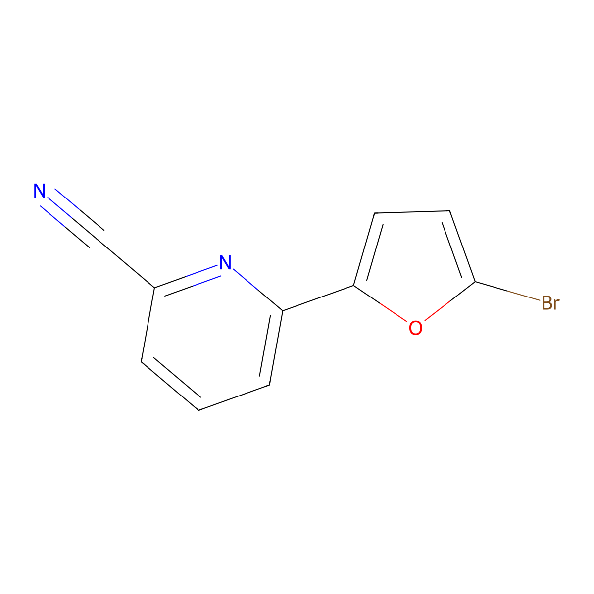 2-Bromo-5-(6-cyano-2-pyridyl)furan molecular structure, CAS 1412960-05-4