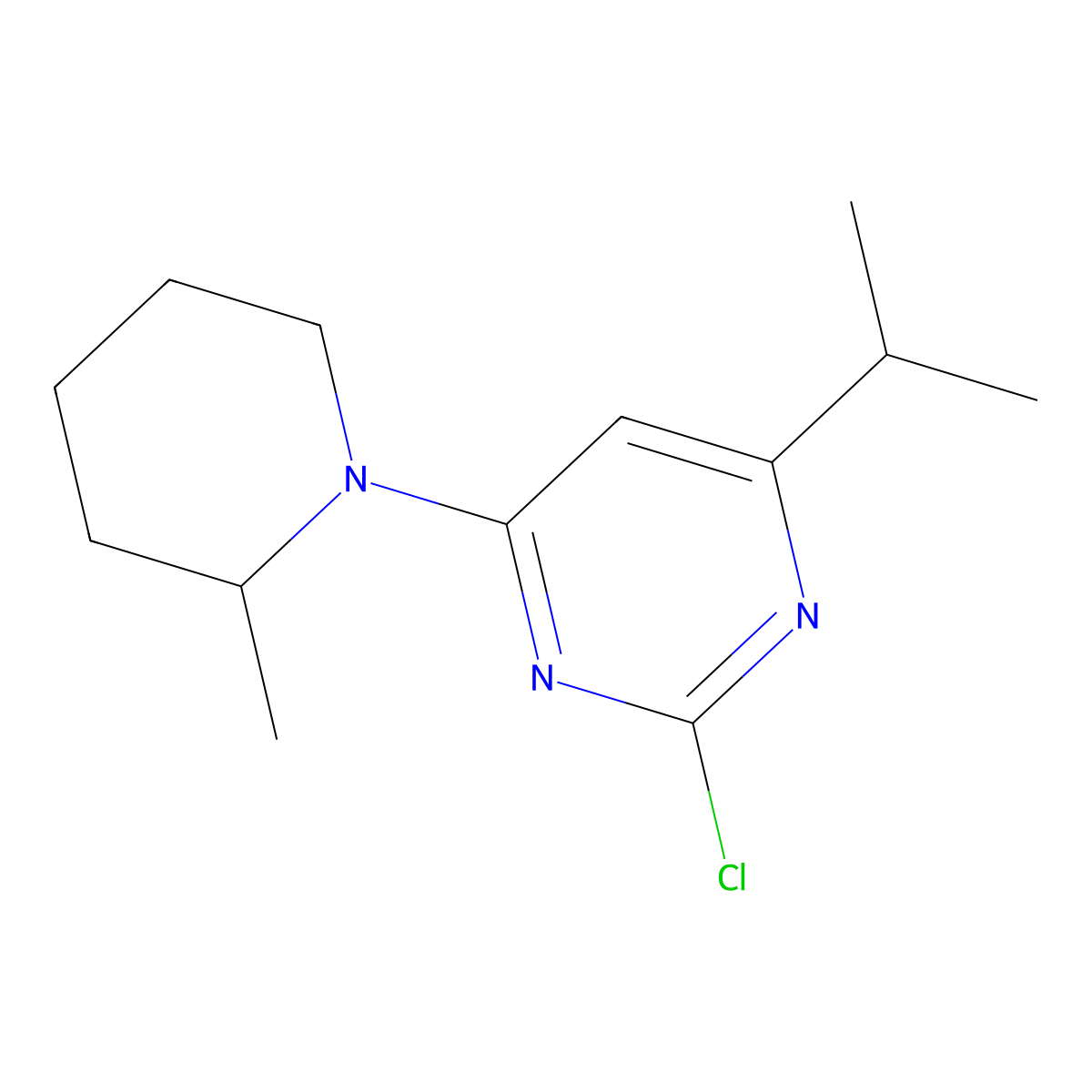 2-Chloro-4-(2-methylpiperidin-1-yl)-6-(iso-propyl)pyrimidine molecular structure, CAS 1412960-09-8