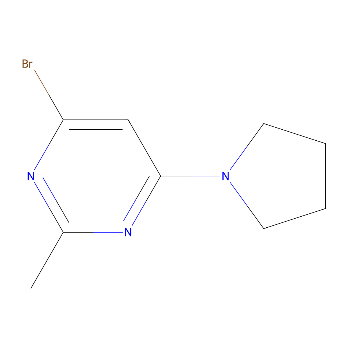 4-Bromo-2-methyl-6-(pyrrolidin-1-yl)pyrimidine molecular structure, CAS 1412960-11-2