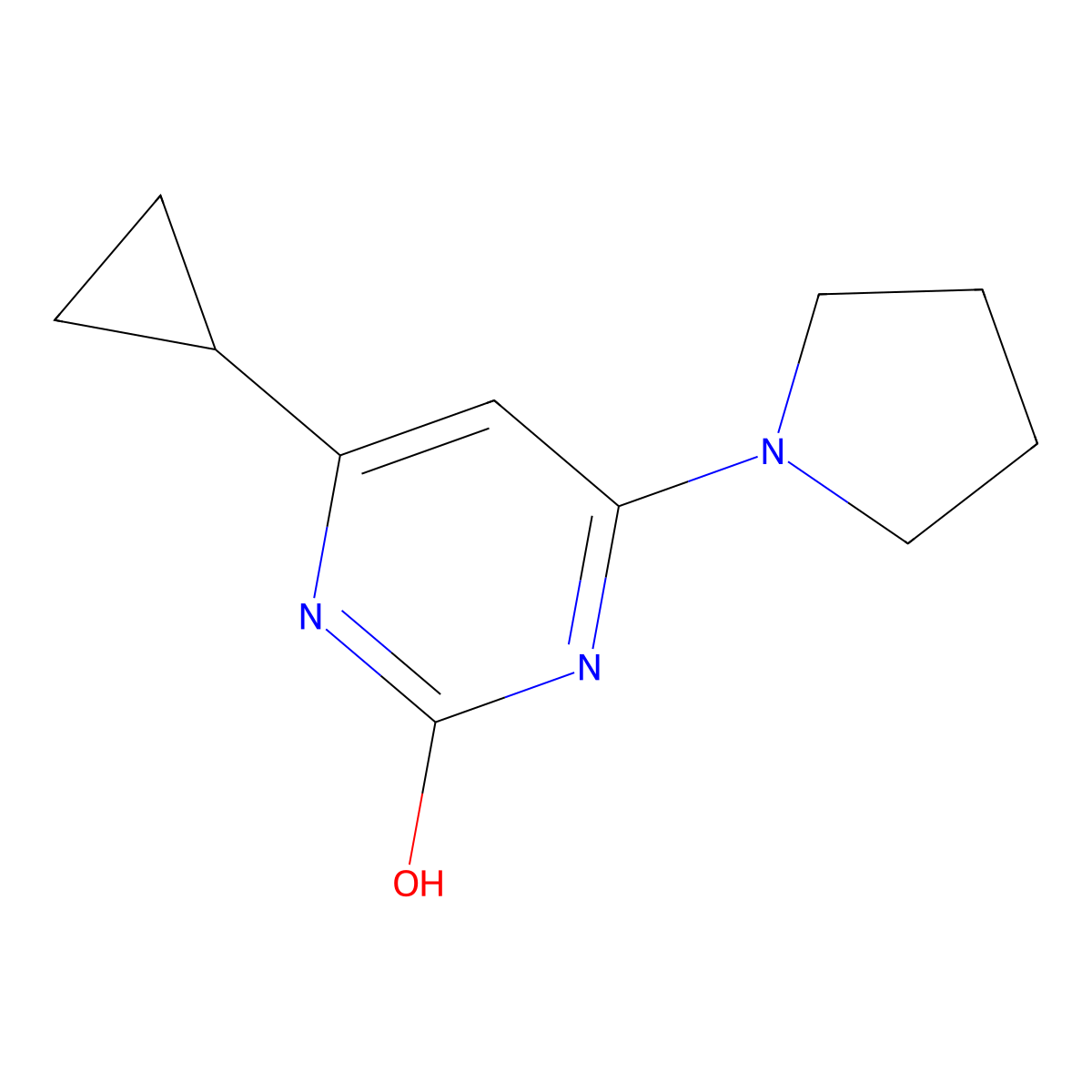 2-Hydroxy-4-(pyrrolidin-1-yl)-6-cyclopropylpyrimidine molecular structure, CAS 1412960-14-5