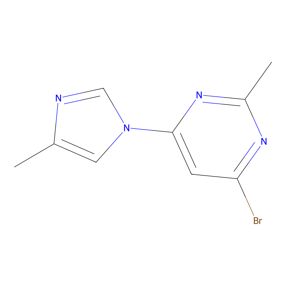 4-bromo-2-methyl-6-(1H-4-methylimidazol-1-yl)pyrimidine molecular structure, CAS 1412960-19-0