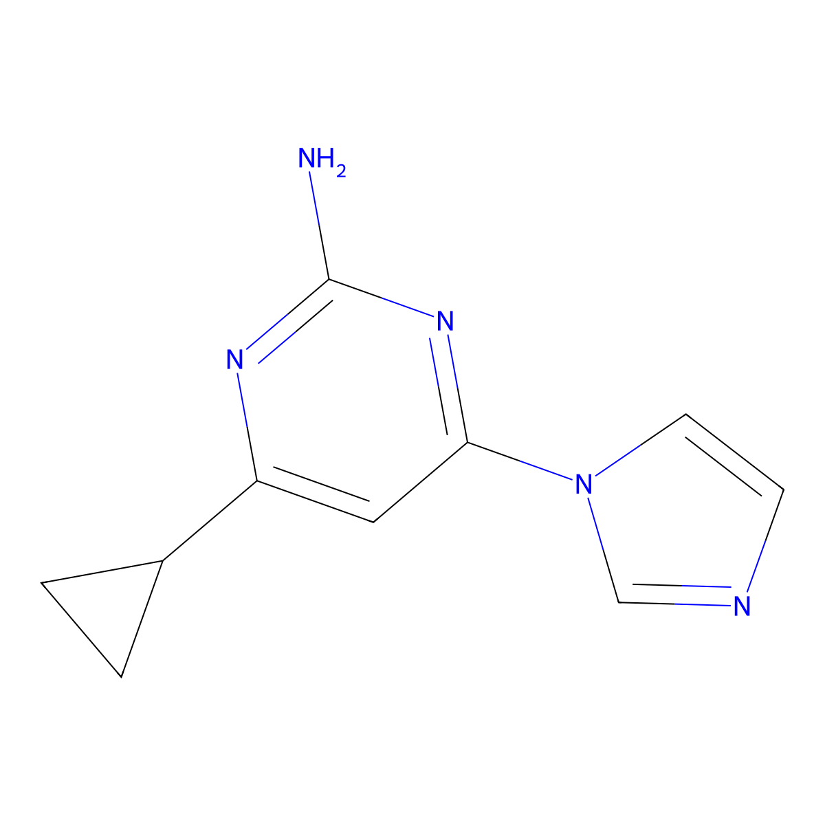 2-amino-4-(1H-imidazol-1-yl)-6-cyclopropylpyrimidine molecular structure, CAS 1412960-23-6