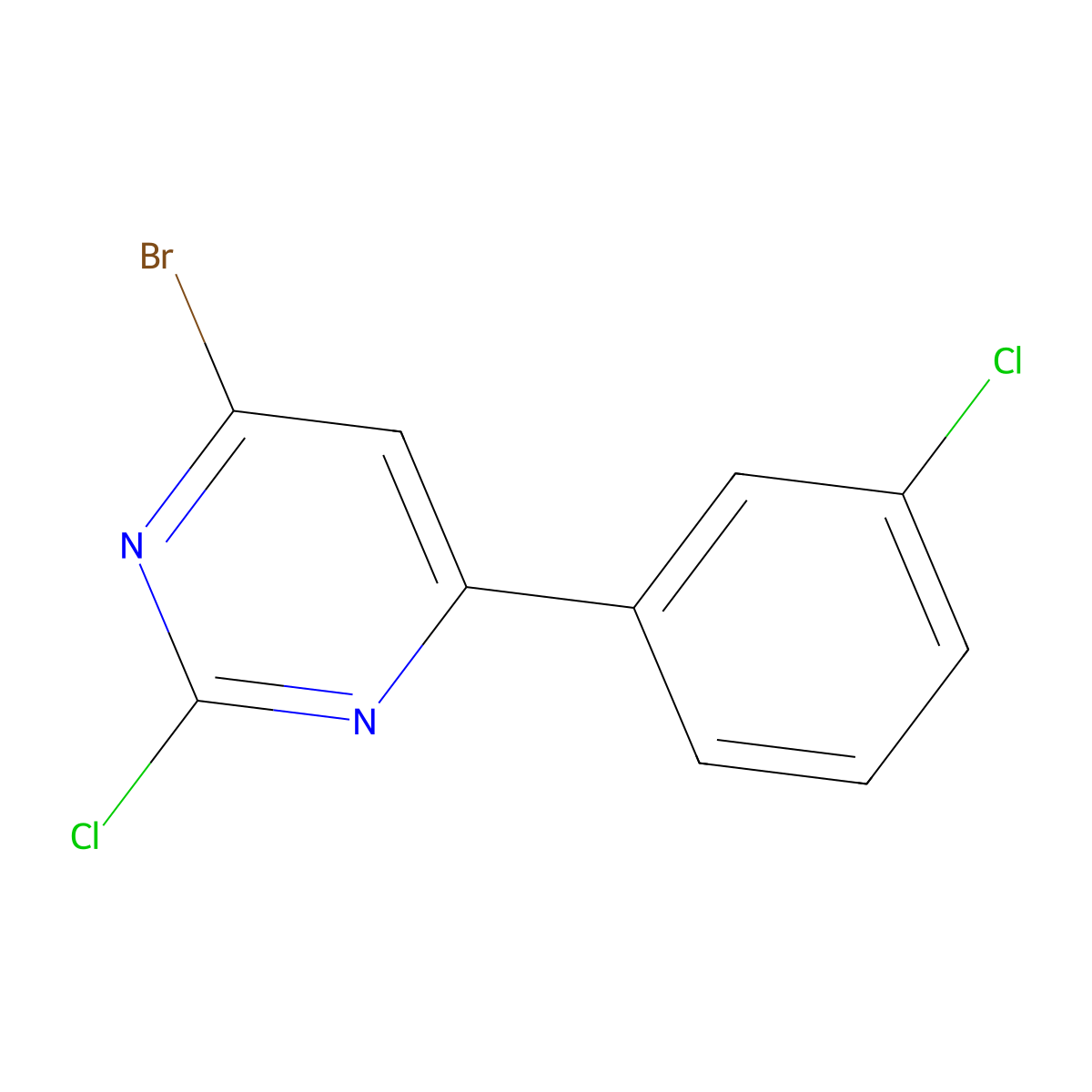 2-Chloro-4-bromo-6-(3-chlorophenyl)pyrimidine molecular structure, CAS 1412960-24-7