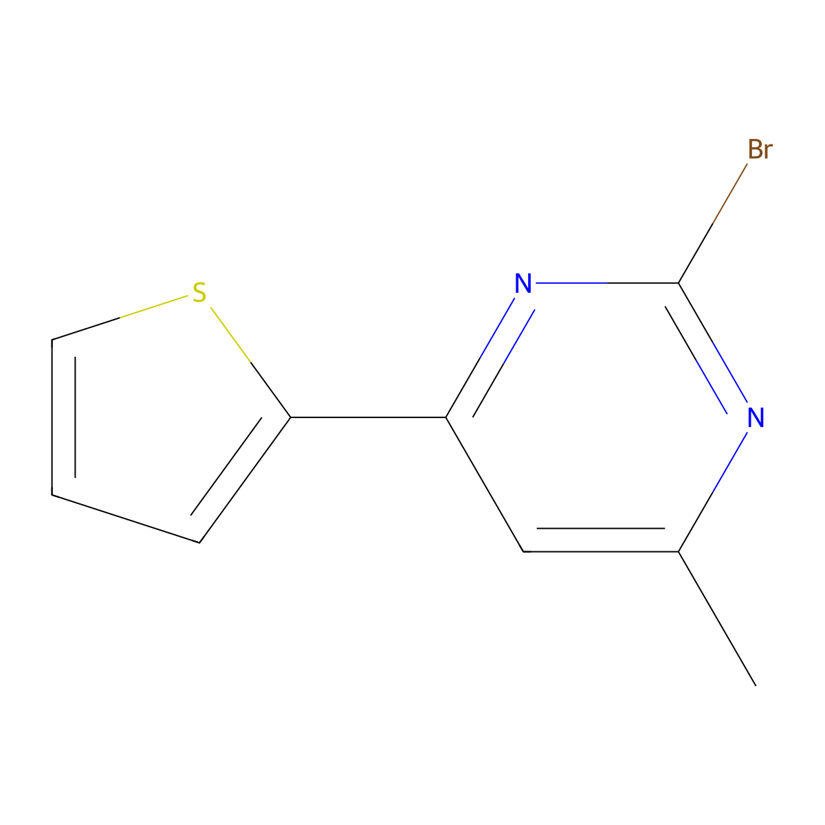 2-Bromo-4-(2-thienyl)-6-methylpyrimidine molecular structure, CAS 1412960-26-9