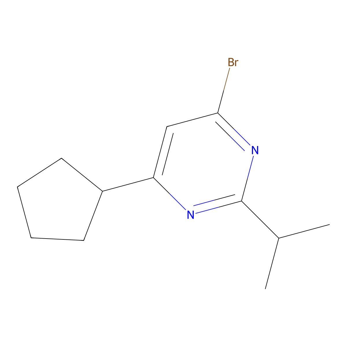4-Bromo-6-cyclopentyl-2-(propan-2-yl)pyrimidine molecular structure, CAS 1412960-28-1