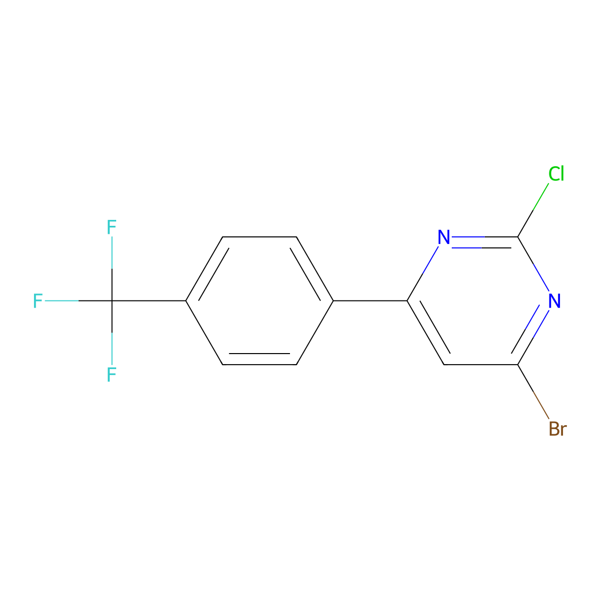 2-Chloro-4-bromo-6-(4-trifluoromethylphenyl)pyrimidine molecular structure, CAS 1412960-31-6