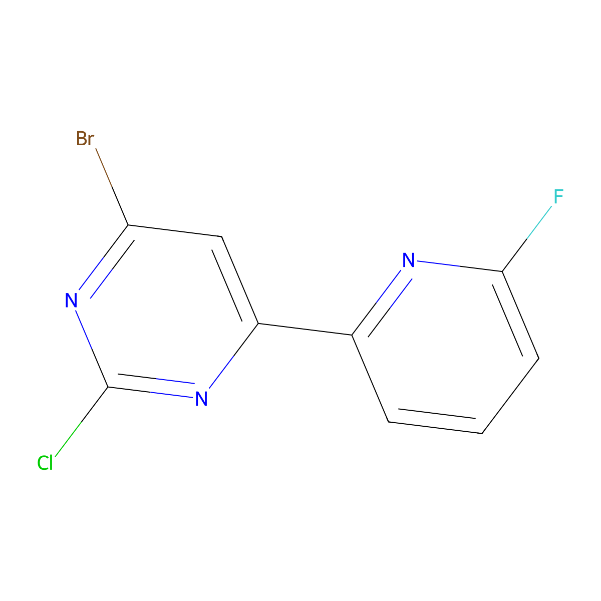 2-Chloro-4-bromo-6-(6-fluoro-2-pyridyl)pyrimidine molecular structure, CAS 1412960-33-8