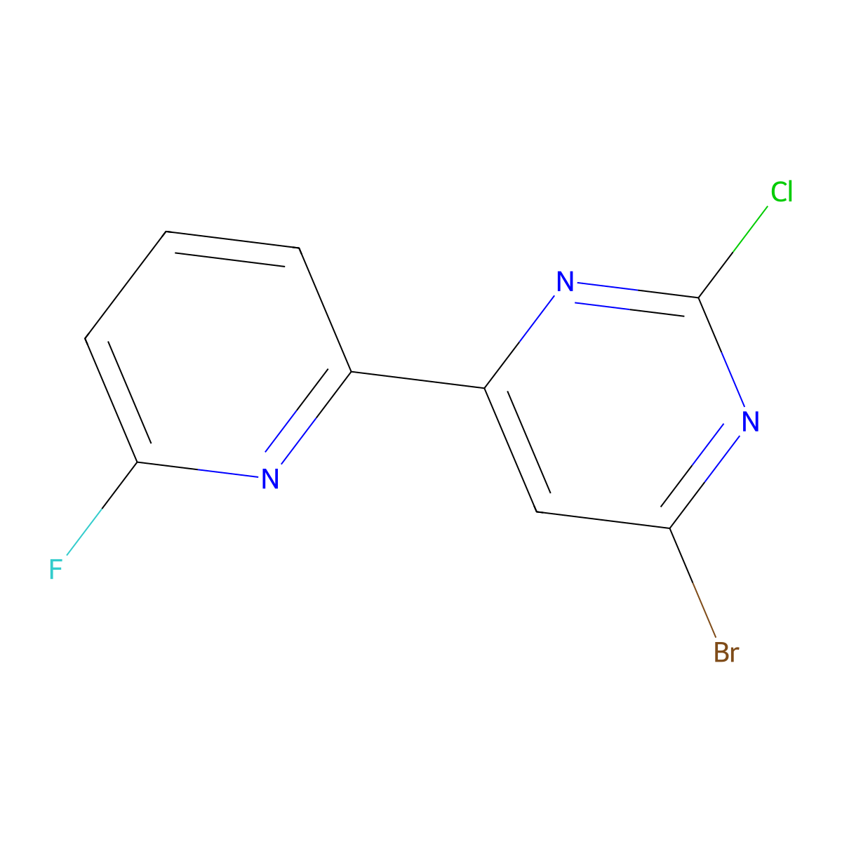 2-Chloro-4-bromo-6-(6-fluoro-2-pyridyl)pyrimidine molecular structure, CAS 1412960-33-8