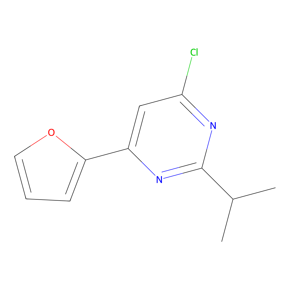 4-Chloro-2-(iso-propyl)-6-(2-furyl)pyrimidine molecular structure, CAS 1412960-35-0