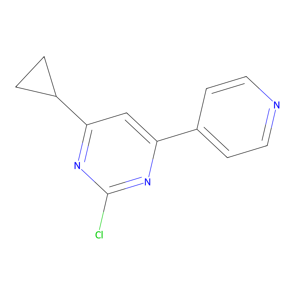 2-Chloro-4-(pyridin-4-yl)-6-cyclopropylpyrimidine molecular structure, CAS 1412960-36-1