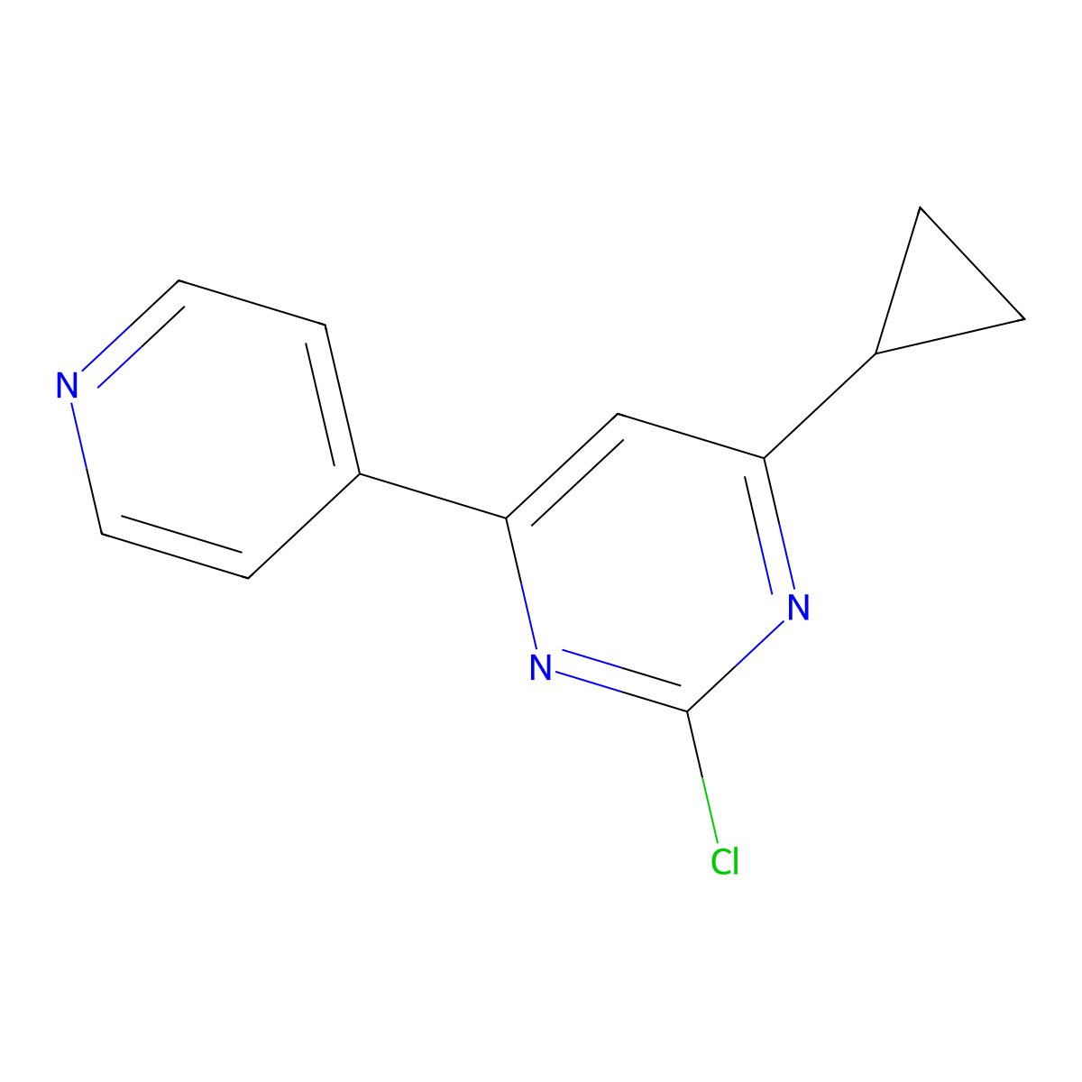 2-Chloro-4-(pyridin-4-yl)-6-cyclopropylpyrimidine molecular structure, CAS 1412960-36-1