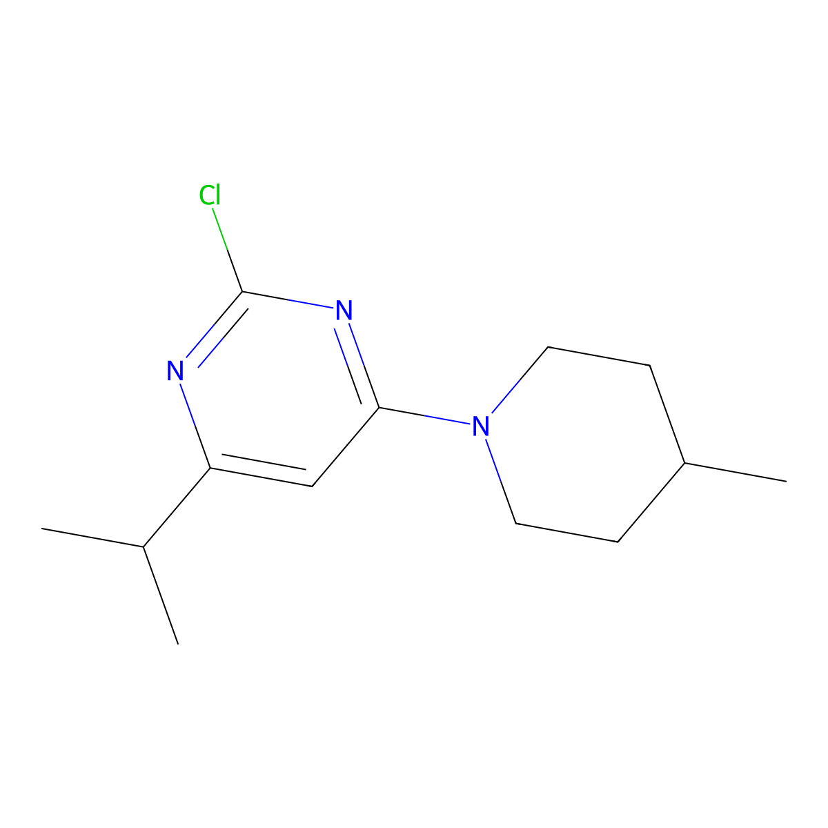 2-Chloro-4-(4-methylpiperidin-1-yl)-6-(iso-propyl)pyrimidine molecular structure, CAS 1412960-37-2