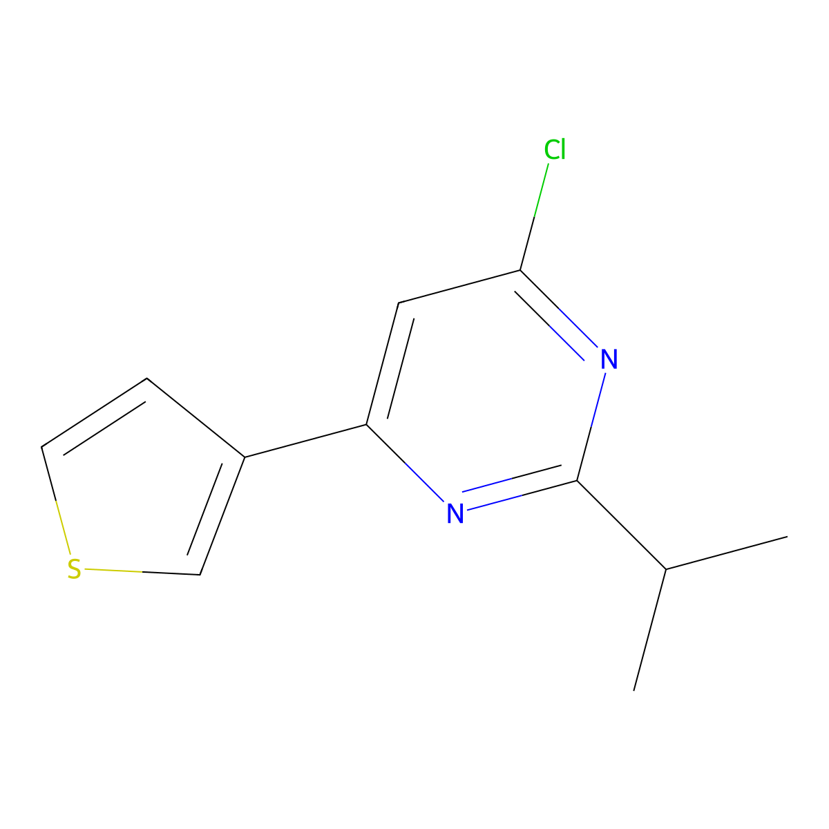 4-Chloro-2-(iso-propyl)-6-(3-thienyl)pyrimidine molecular structure, CAS 1412960-44-1
