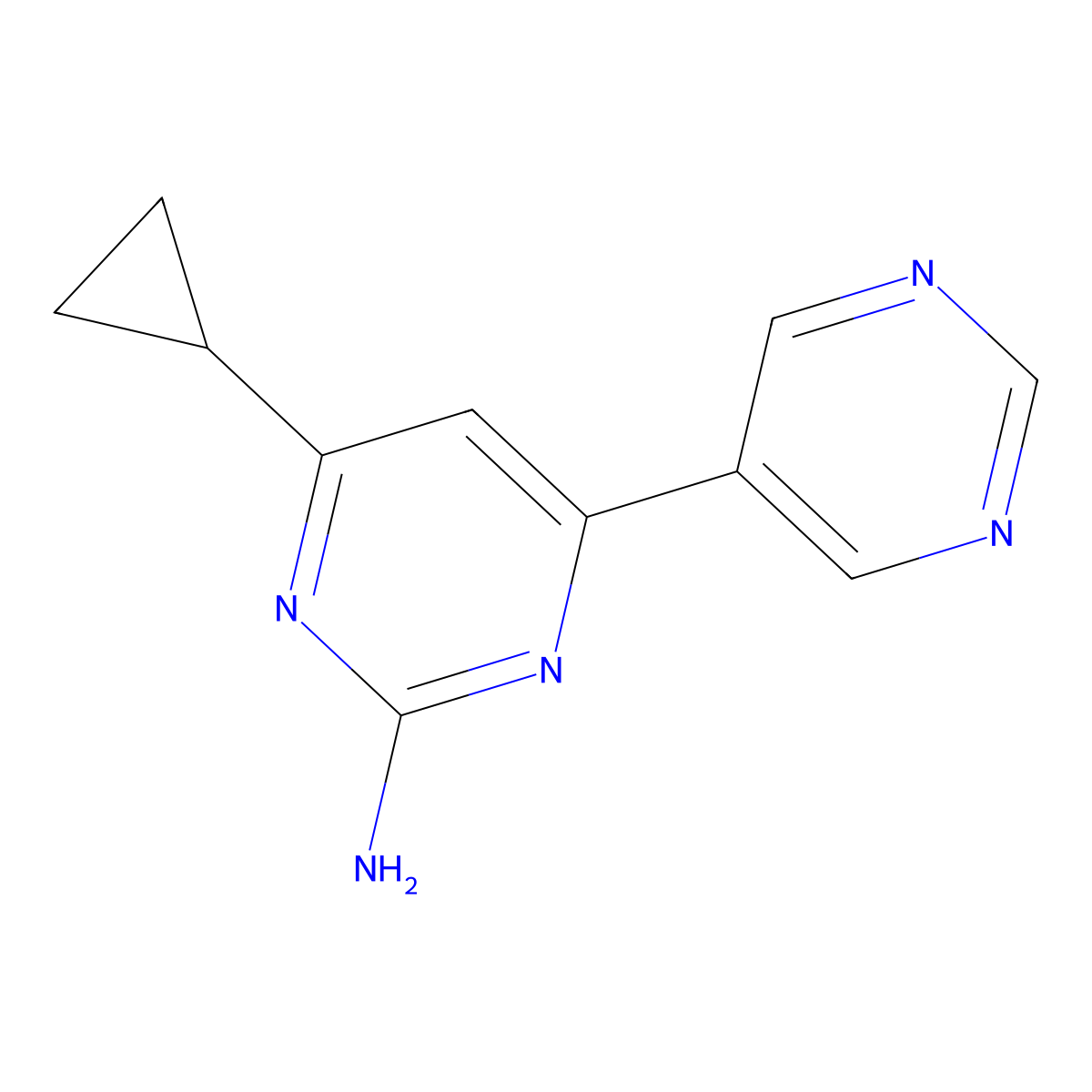 2-Amino-4-(pyrimidin-5-yl)-6-cyclopropylpyrimidine molecular structure, CAS 1412960-45-2
