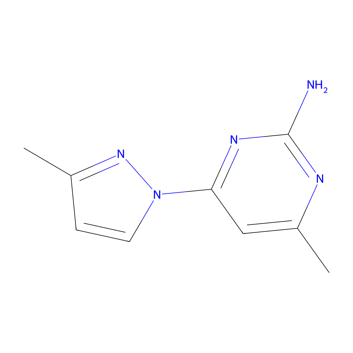 2-Amino-4-(3-methyl-1H-pyrazol-1-yl)-6-methylpyrimidine molecular structure, CAS 1412960-48-5