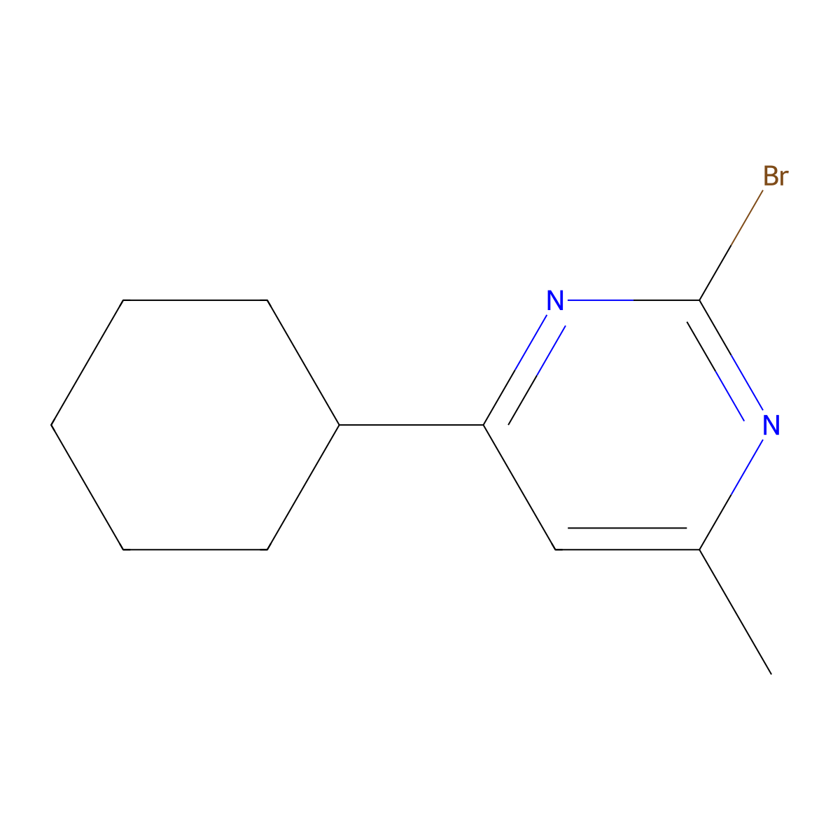 2-Bromo-4-cyclohexyl-6-methylpyrimidine molecular structure, CAS 1412960-50-9