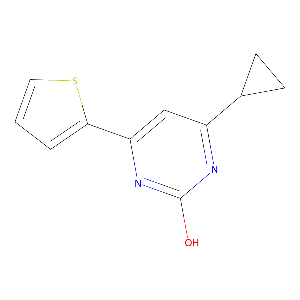 2-Hydroxy-4-(2-thienyl)-6-cyclopropylpyrimidine molecular structure, CAS 1412960-54-3