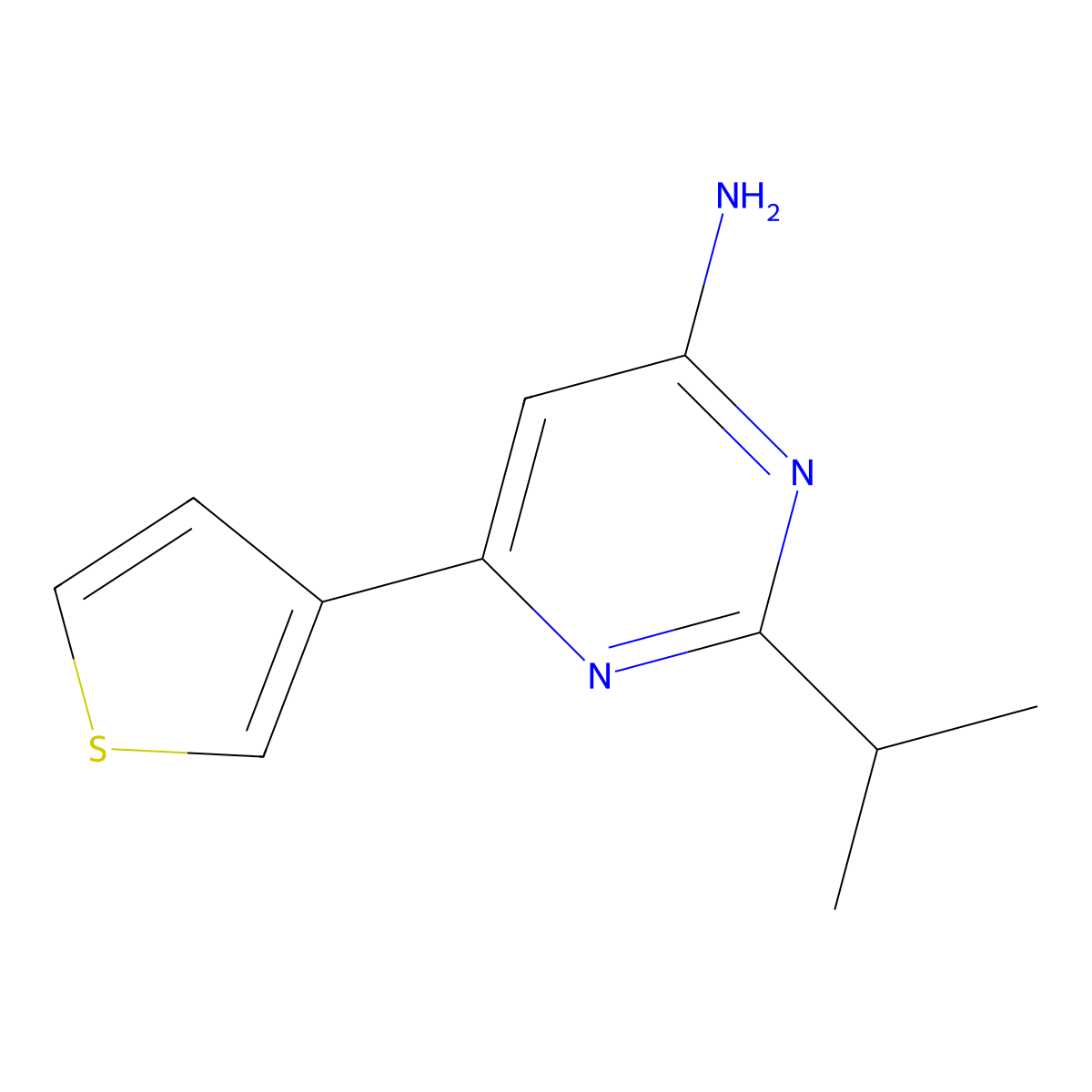 4-Amino-2-(iso-propyl)-6-(3-thienyl)pyrimidine molecular structure, CAS 1412960-55-4
