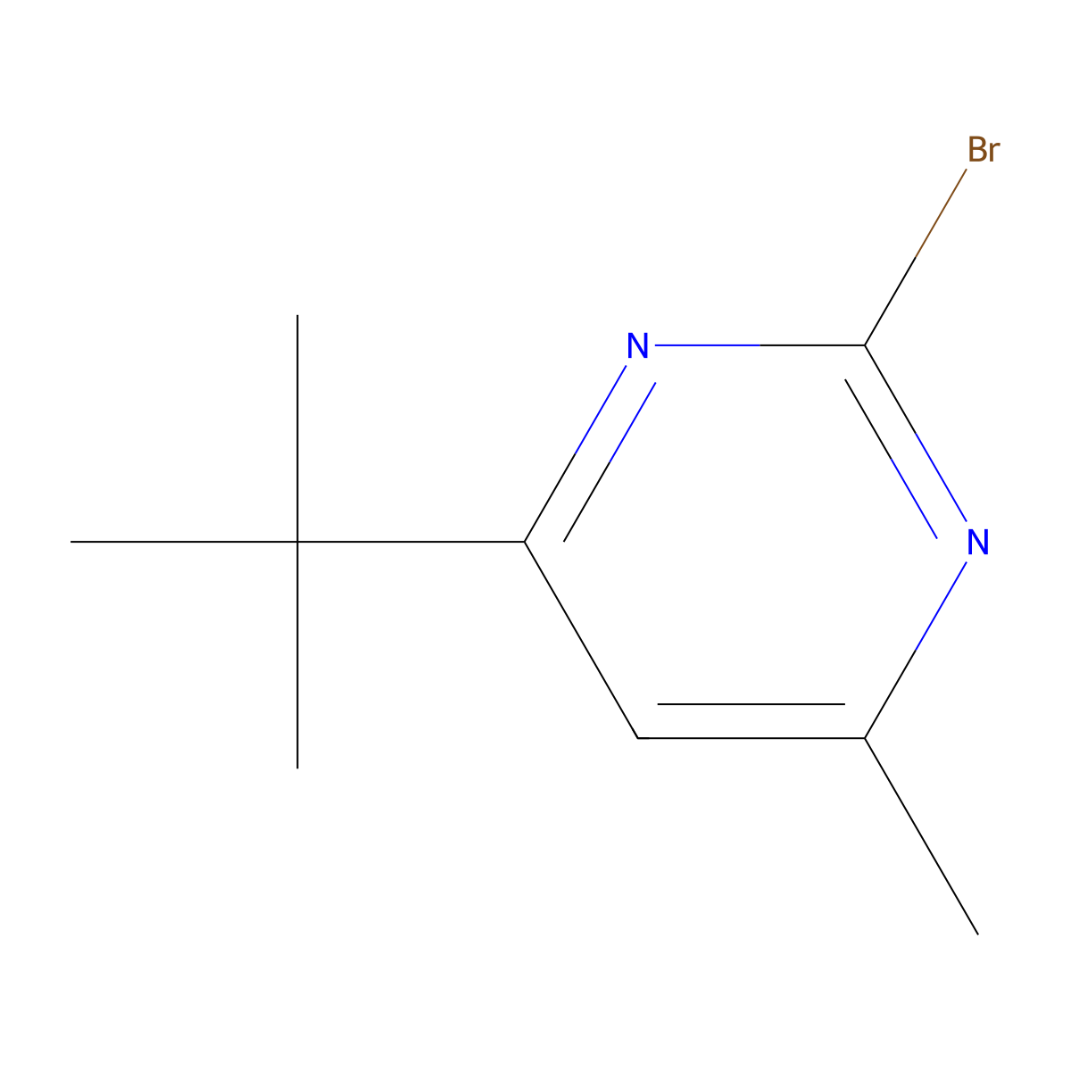 2-Bromo-4-(tert-butyl)-6-methylpyrimidine molecular structure, CAS 1412960-59-8