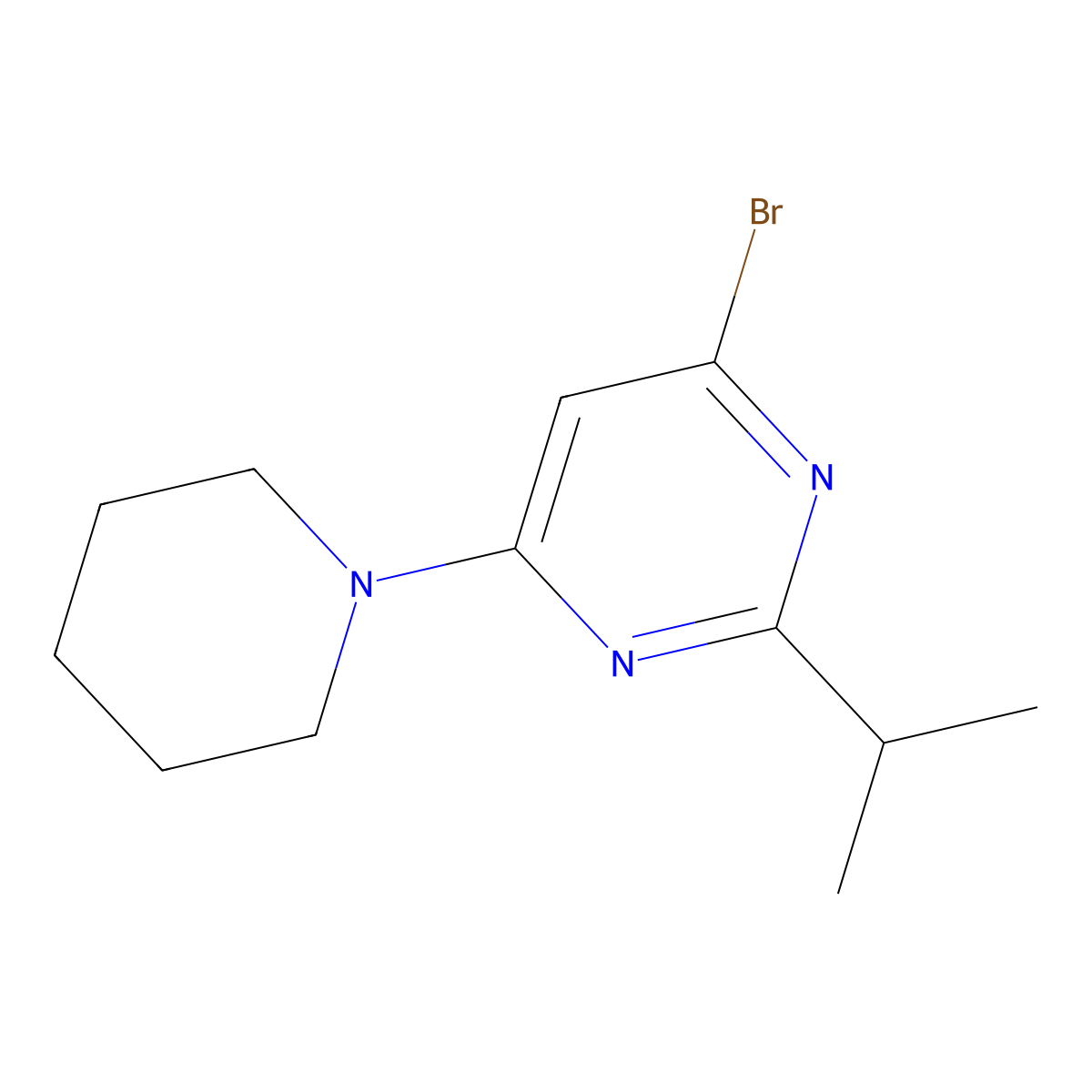 4-Bromo-2-(iso-propyl)-6-(piperidin-1-yl)-pyrimidine molecular structure, CAS 1412960-60-1