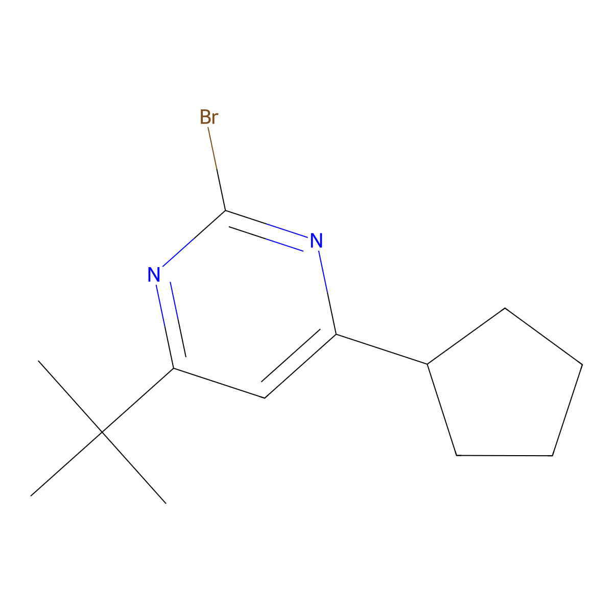 2-Bromo-4-(cyclopentyl)-6-(tert-butyl)pyrimidine molecular structure, CAS 1412960-61-2