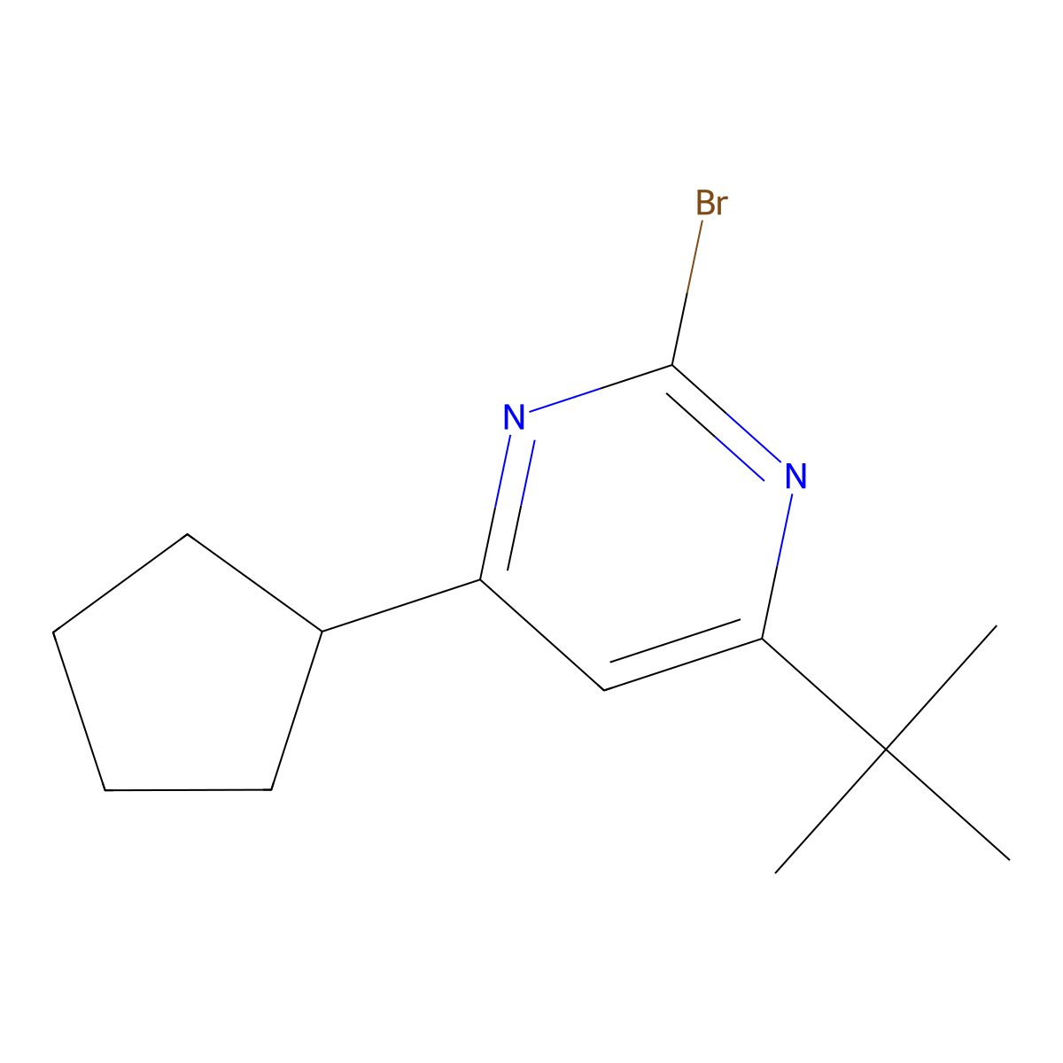 2-Bromo-4-(cyclopentyl)-6-(tert-butyl)pyrimidine molecular structure, CAS 1412960-61-2