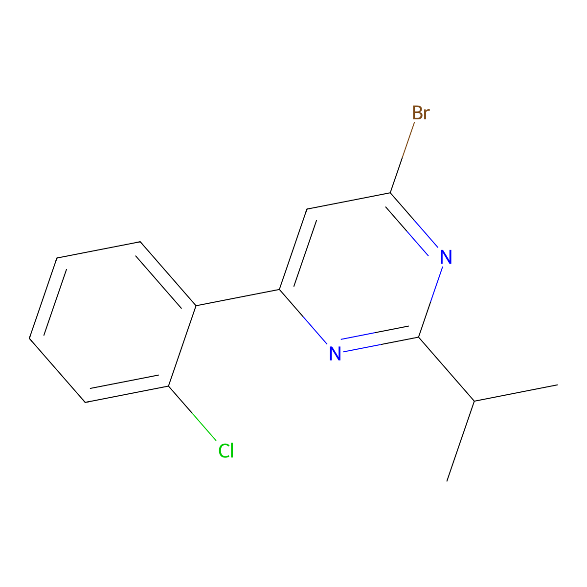 4-Bromo-6-(2-chlorophenyl)-2-(iso-propyl)pyrimidine molecular structure, CAS 1412960-64-5